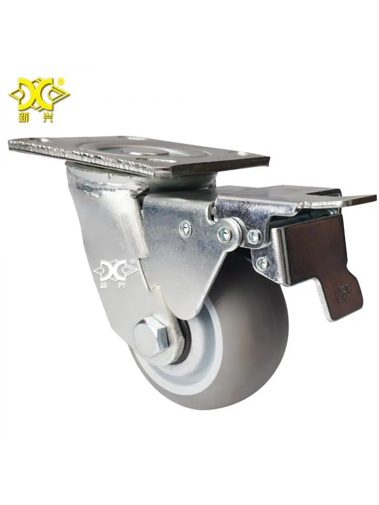 

1Pcs Heavy-duty 4-inch TPR swivel caster AB brake silent caster/warehousing equipment trolley wheel