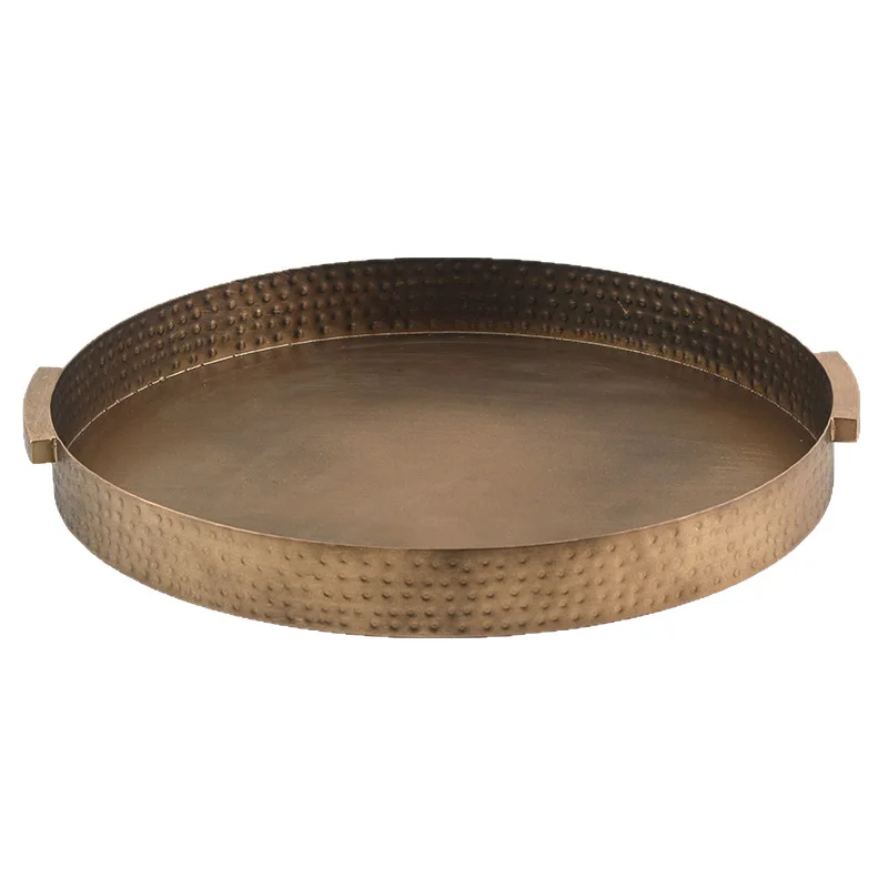 Round hammer tray decoration Southeast Asia model room hotel bedroom dressing room accessories storage board accessories