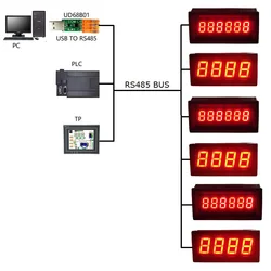 1/2PCS DC 12V Modbus RTU 6 Bit ASCII Character RS485 LED Display Module 0.36inch Digital Tube for PLC HMI NODEMCU ESP8266 ESP32