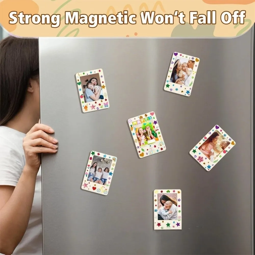 With Stickers DIY Wooden Picture Frames Wooden Material with Color Pen Unfinished Wooden Craft Frames DIY Craft