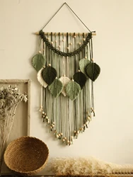 Macrame Leaf Tapestry Boho Home Decoration Handmade Tapestries Wall Art Hanging Decor Room Decors Aesthetic Home Ornament Gift