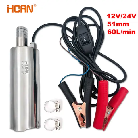 12V/24V 130W Portable DC Submersible Electric Pump For Diesel Fuel Delivery Water Sewage Suction Transfer Electric Pump 60L/Min