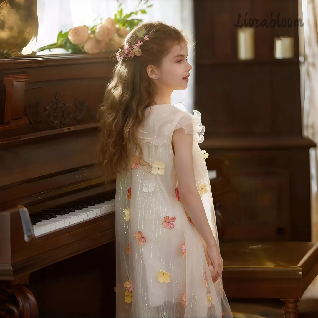 

Custom Girls' Wedding Attire Tulle Flower Girl Dress With Small Floral Women's Wedding Party Attire Dress свадебное платье
