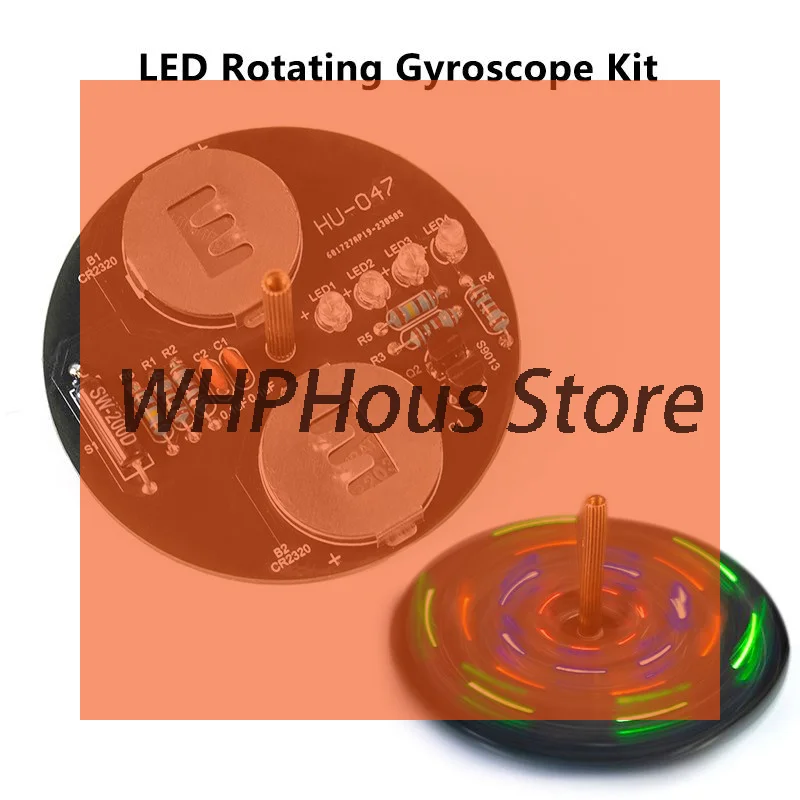 LED Rotating Gyroscope DIY Kit Blinking Lights Circuit Board Soldering Practice Electronics Kit For Beginner Soldering Learning