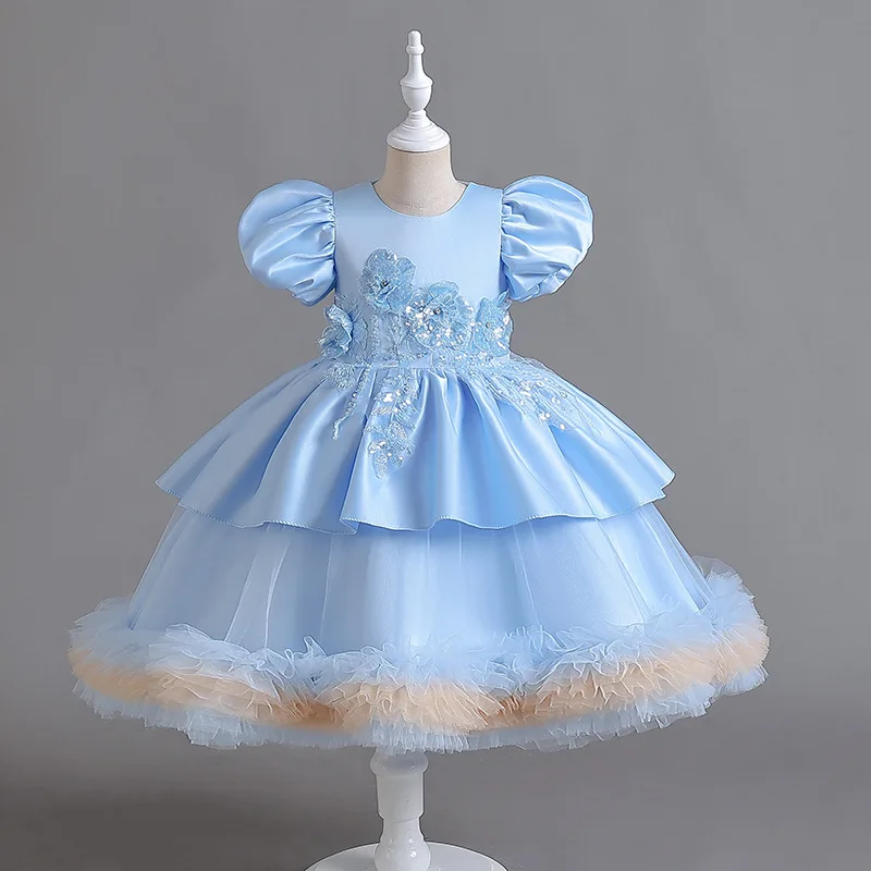 Sonder Noble Satin Baby Ball Gown For Special Occasions Exquisite O-neck Appliques Flower Girl Dresses For Wedding Customized