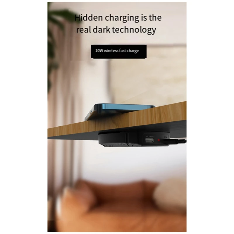 1Set Invisible Wireless Charger Penetrate 30Mm Fast Charging Charger  Easy Installation Quick Charger Black EU Plug