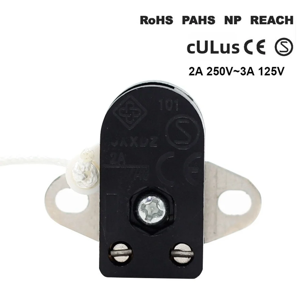 2PC Pull Cord Switch for Lamp Fixture Wall Ceiling Light Control with Iron Plate Fixation 2A 250V Electrical Rating