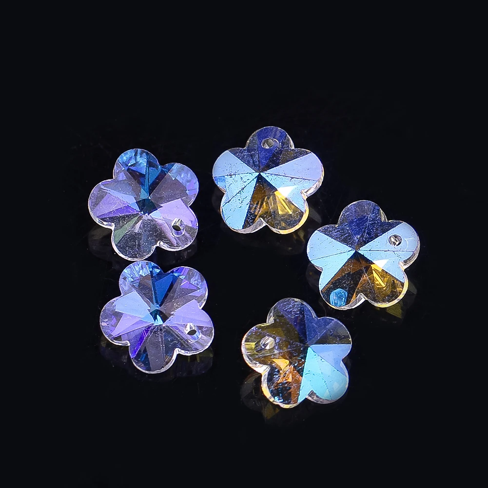 20PCS Flower Glass Crystal Beads DIY Suncatcher Pendant Chandelier Parts Rainbow Maker Dazzling Charm Loose Beads Jewelry Making