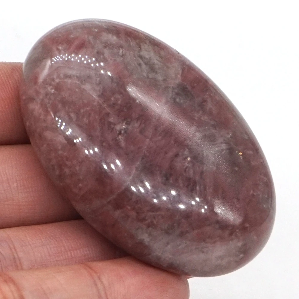 

2.3" Worry Palm Stone Pocket Meditation Massage Natural Strawberry Quartz Crystal Reiki Healing Clinozoisite Energy For Health