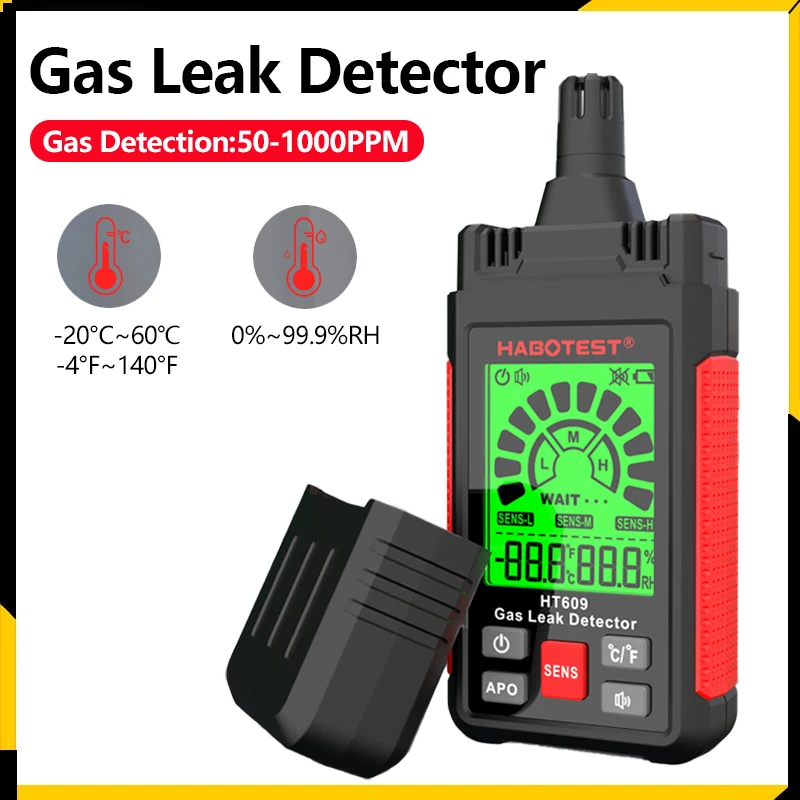 

HT609 Gas Leak Detector Combustible Gas Leak Tester Gas Analyzer with Audible & Visual Alarm Natural Methane Gas Detector