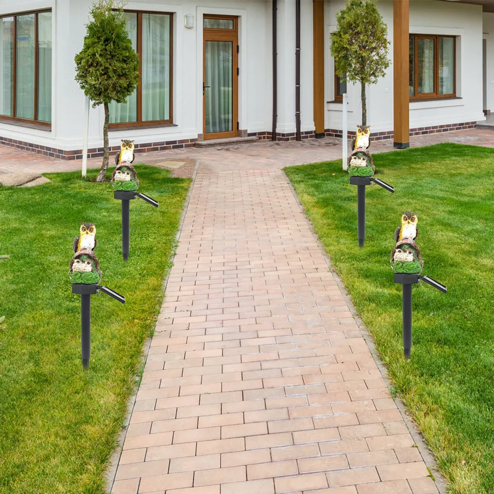 Owl Resin Solar Lawn Light Solar Powered Garden Stake LED Lamp Outdoor Warm Glow Landscape Decoration Resin Landscape Lamp