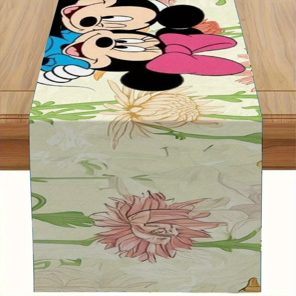 

1 Piece Disney Mickey and Minnie Selfie Print Table Runner, Rectangular Kitchen and Dining Room Decoration, Perfect Gift for Friends during Holiday Parties or Valentine's Day