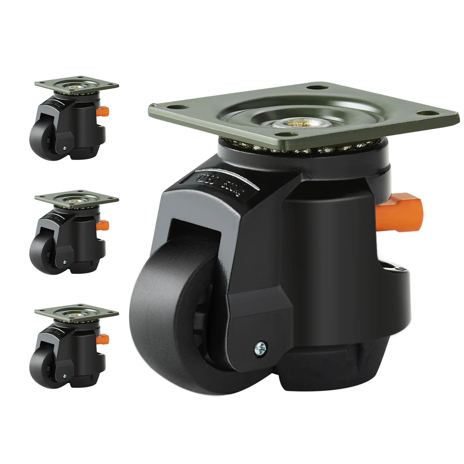 SucceBuy 4Pcs Leveling Casters Heavy Duty Swivel Caster Wheels with Handle Design Height Adjustable Feet for Workbench Machine