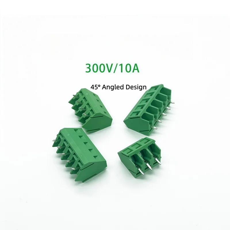 10 Pieces KF103-5.0MM Pitch 45° Angled Screw Terminals Side Entry 2P 3P 4P 5Pin Stackable Connectors