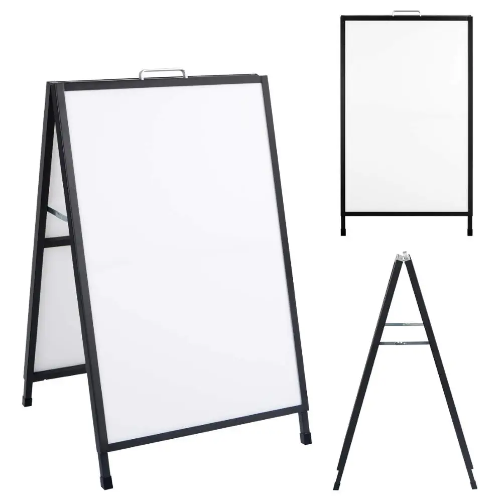 Outdoor Heavy Duty Steel Slide-in A- Frame Folding Pavement Sidewalk Sign For Poster Board