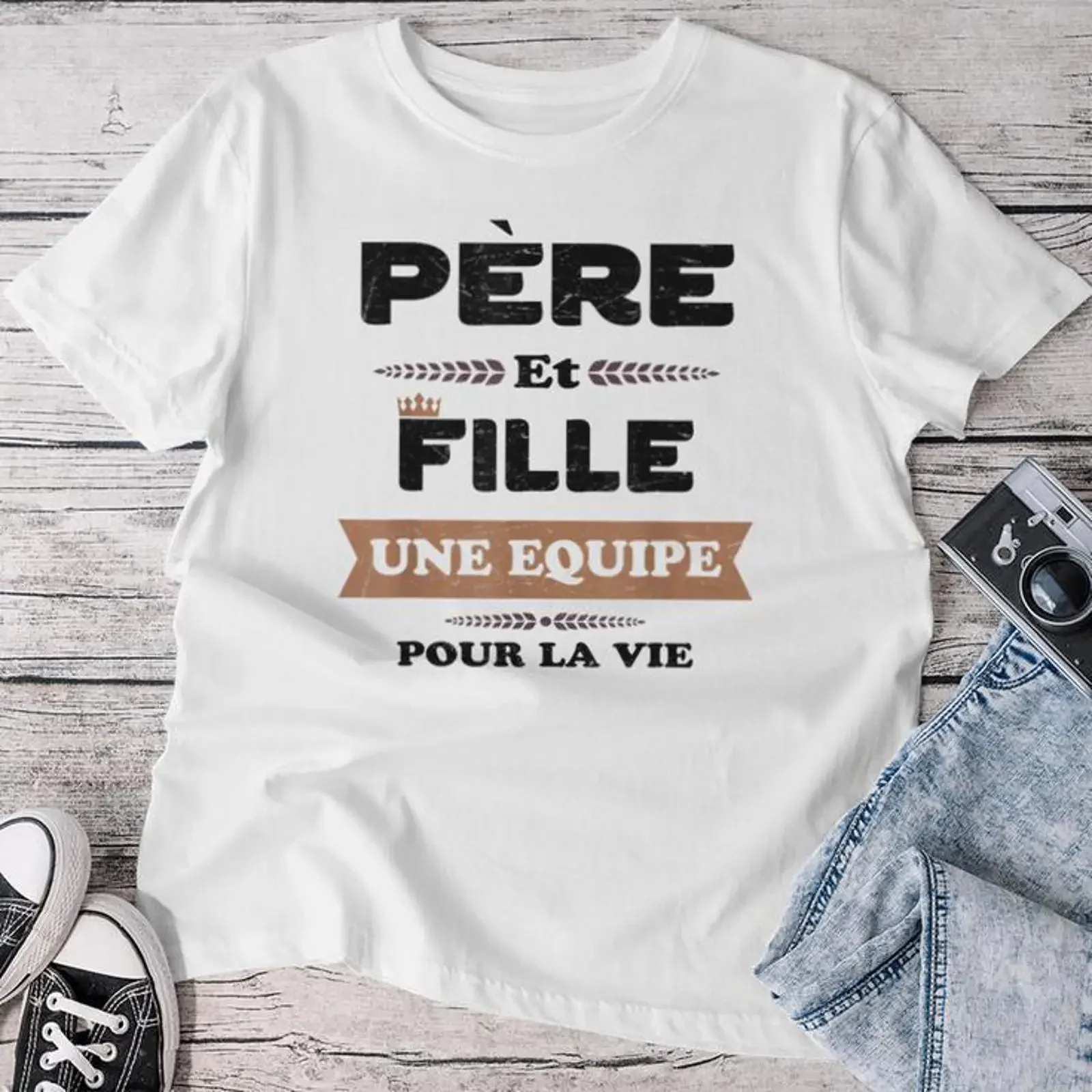 Fête Des Pères Papa Et Fille Équipe Pour Laie T shirt femme vintage Washed Stretched Breathable designer clothes Versatile