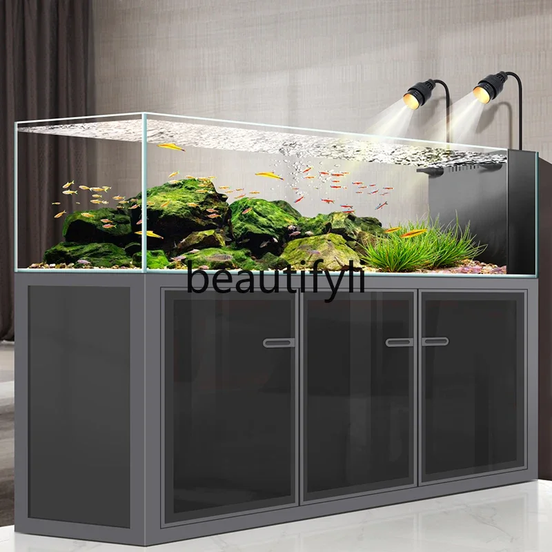 Creative landscaping bottom filter living room industrial wind fish tank aquatic plant tank large