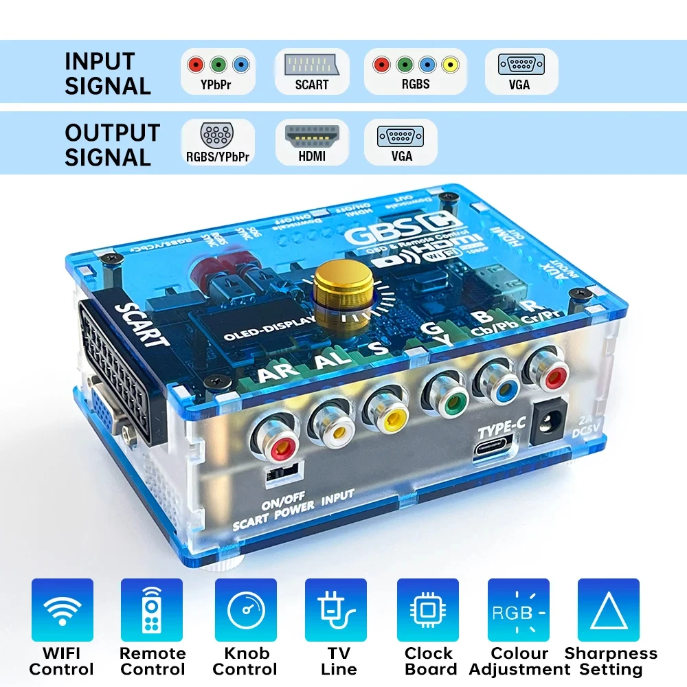 

GBSC MINI Converter GBS Control For Dreamcast/PS2/NGC/SFC/WII Analog Video Converter RGBS/YPbPr/VGA/Scart To HDMI/VGA/RGB