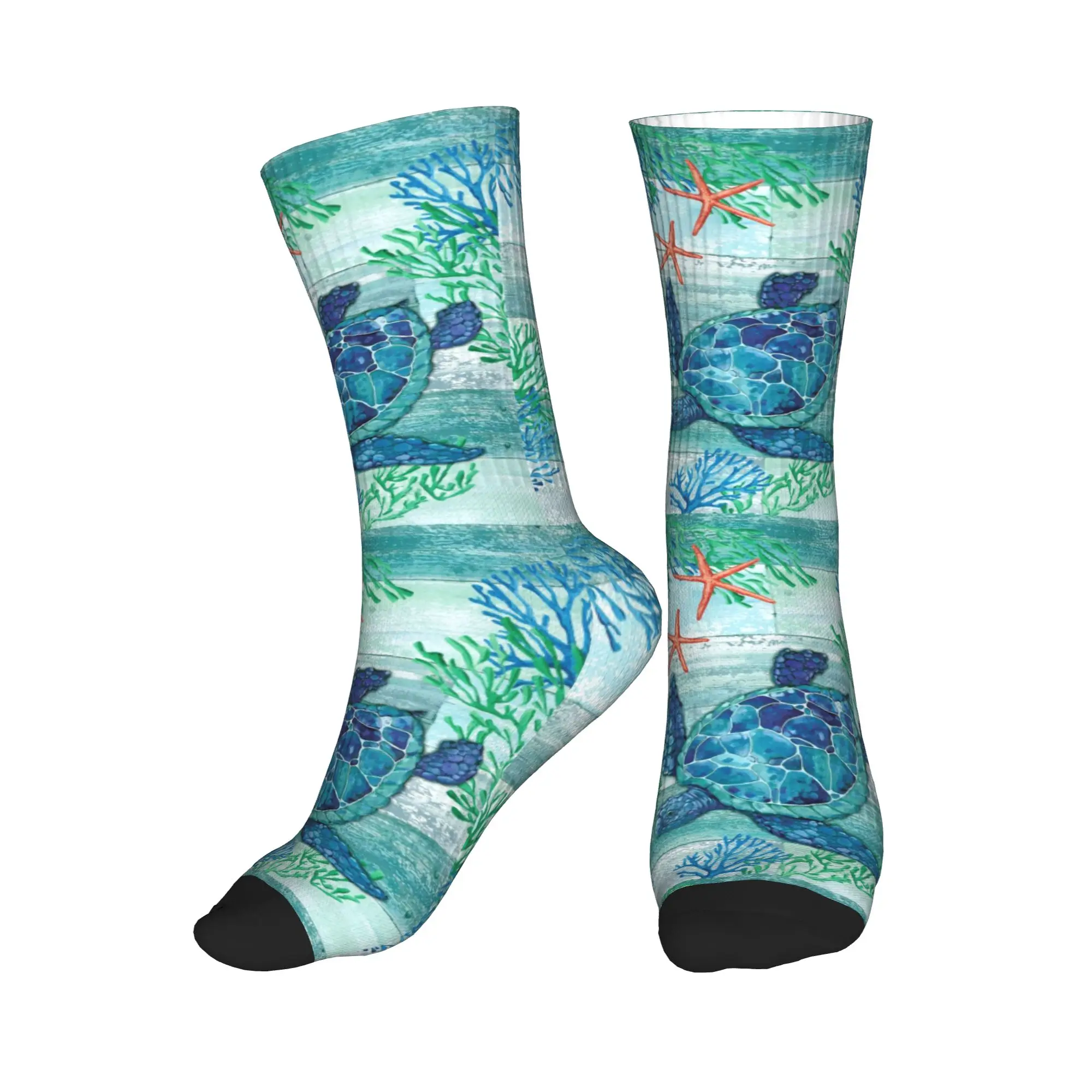 

Модные носки с изображением морской черепахи для мужчин и женщин, теплые спортивные носки для баскетбола с 3D-печатью