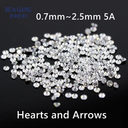 5A Small Size 0.6~2.4mm 10PCS~10000PCS Zircon Gems Beads Round White Cubic Zirconia Stones Round Brilliant Cut Loose CZ Stones