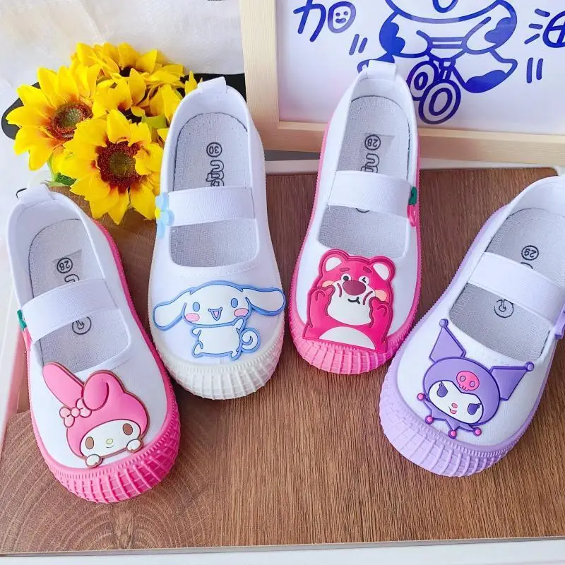 

Kawaii Sanrio детская парусиновая обувь Kuromi Mymelody Cinnamoroll мультфильм аниме Тканевая обувь дышащая противоскользящая Белая обувь игрушка подарок