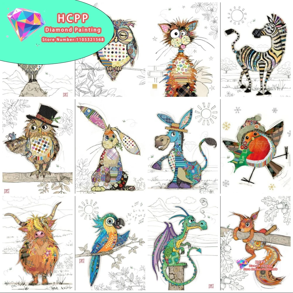 Tiere Katze Eule Hase Drache Diamant-Malerei-Set Quadratische Runde Diamanten 5D DIY Mosaik Handgemachte Kunst Einzigartiges Geschenk Handwerk Heimdekoration