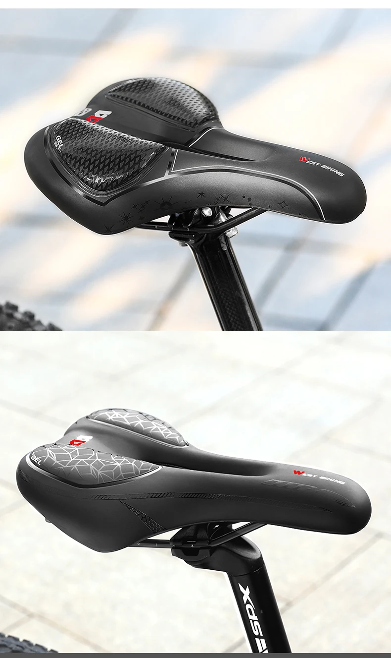 WEST BIKING Fahrradsitz Sattel MTB Rennrad Sattel Mountainbike Rennsattel PU Atmungsaktiv Weicher Sitz Ergonomisches Kissen – Detail 4