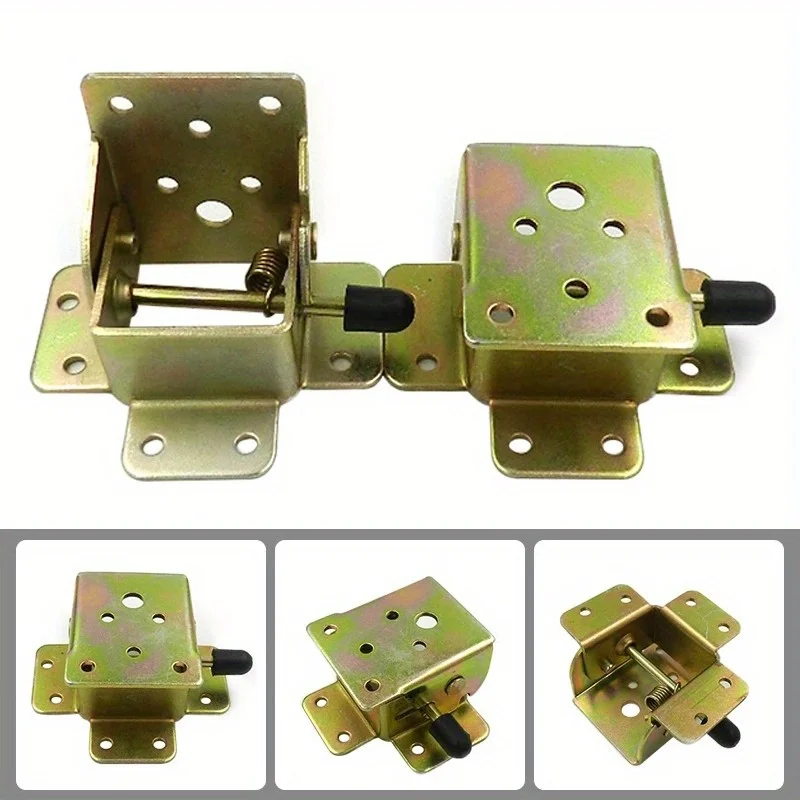 2Pcs Folding Bracket Iron Folding Lock Extension Table Chair Bed Leg Foldable Support Brackets Hinge Self Lock Hinges