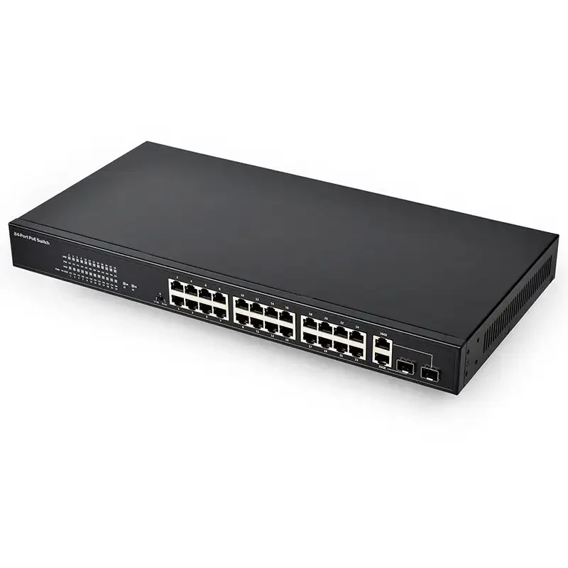 PSE2624GSR-AI  4KV 24+2+2SFP Combo 250W Poe Switch VLAN Watchdog 250 Meter 8.8GBPS 10/100Mbps ROHS Certified