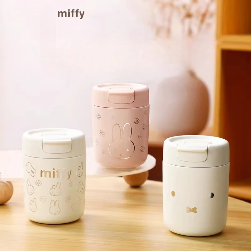 

Японская кавайная карманная чашка с кроликом Миффи из нержавеющей стали, мультяшная изолированная чашка для кофе, молока, праздничный подарок для пары