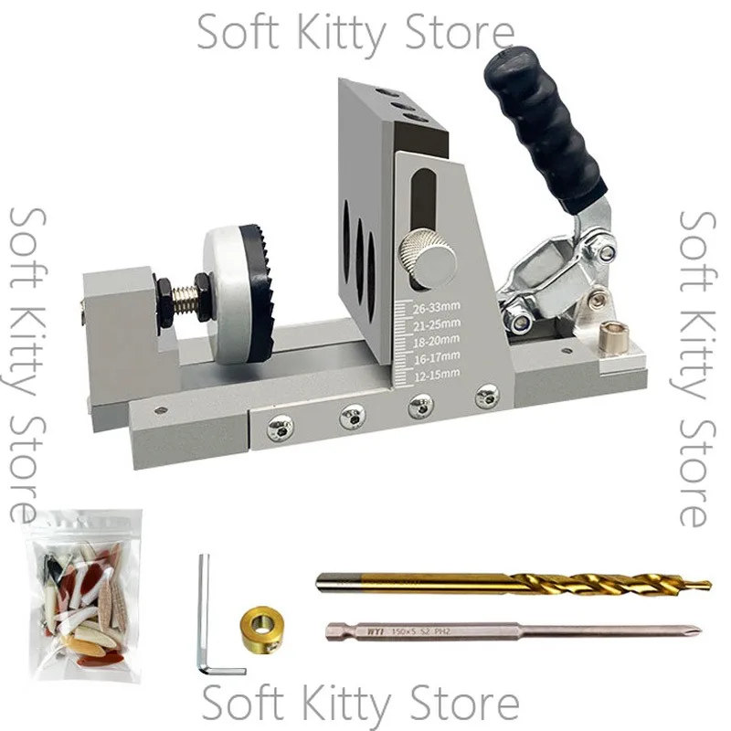 Pocket Woodworking Tool Set with Oblique Hole Positioning Bit, 15 Degree Angle Bit Guide, DIY Woodworking Tools for Drilling
