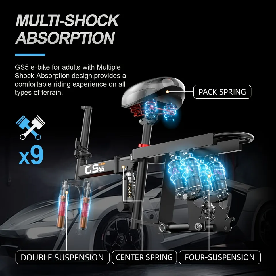 UPlee GS5 500W Peak Motor Electric Bike 48V15AH Removable Battery Electric Bicycle 14Inch Folding Multiple Shock Absorbers E-Bike image 8