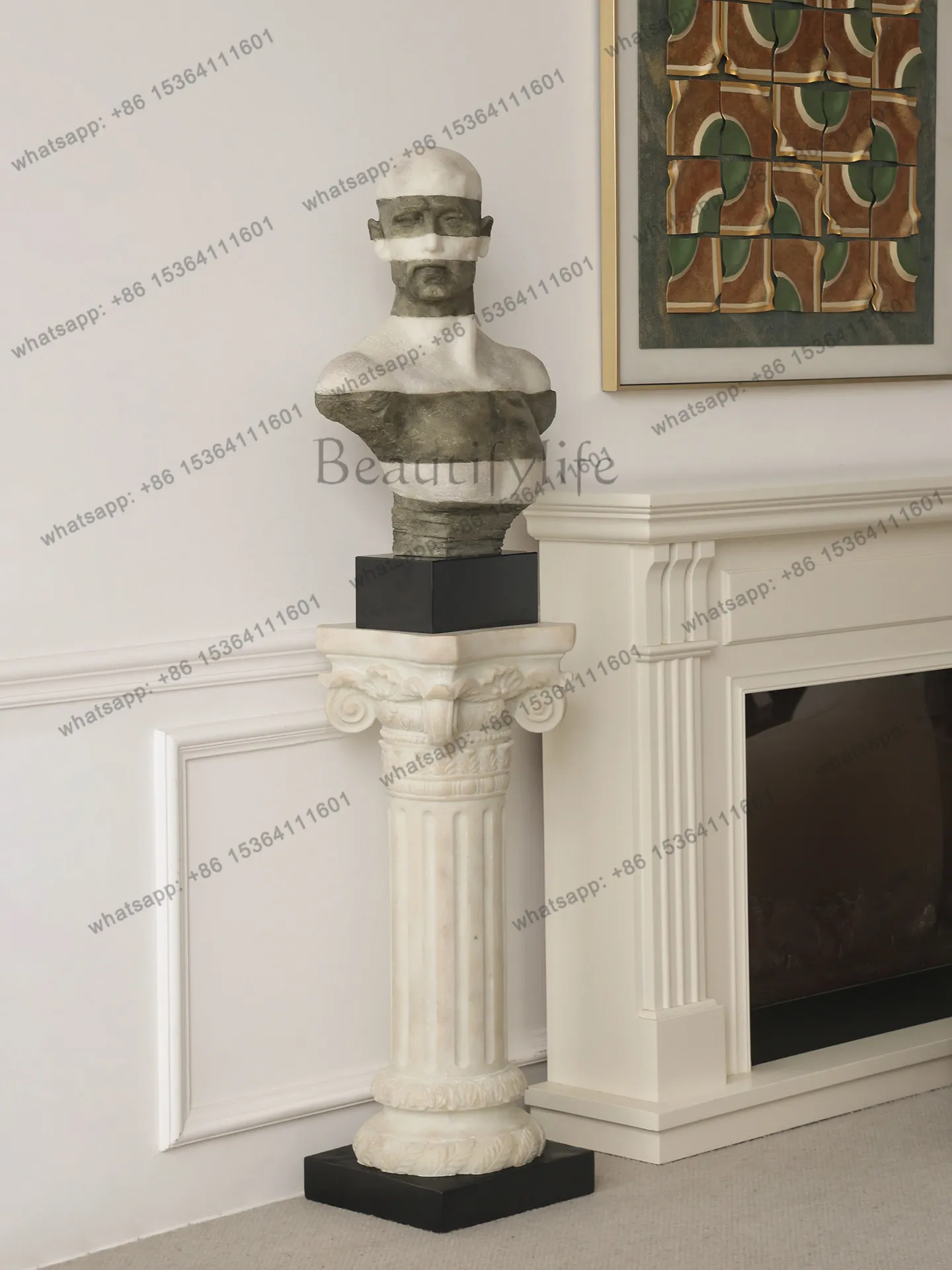 hot French vintage style floor-standing high-end column entryway living room ornament