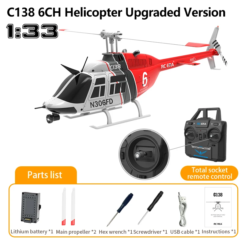 1:33 C138 RC Helikopter Upgrade Samolot 6-osiowy Gyro Wysokość Trzymaj 2.4G Zdalnie sterowany helikopter Samolot Zabawki dla dorosłego dziecka