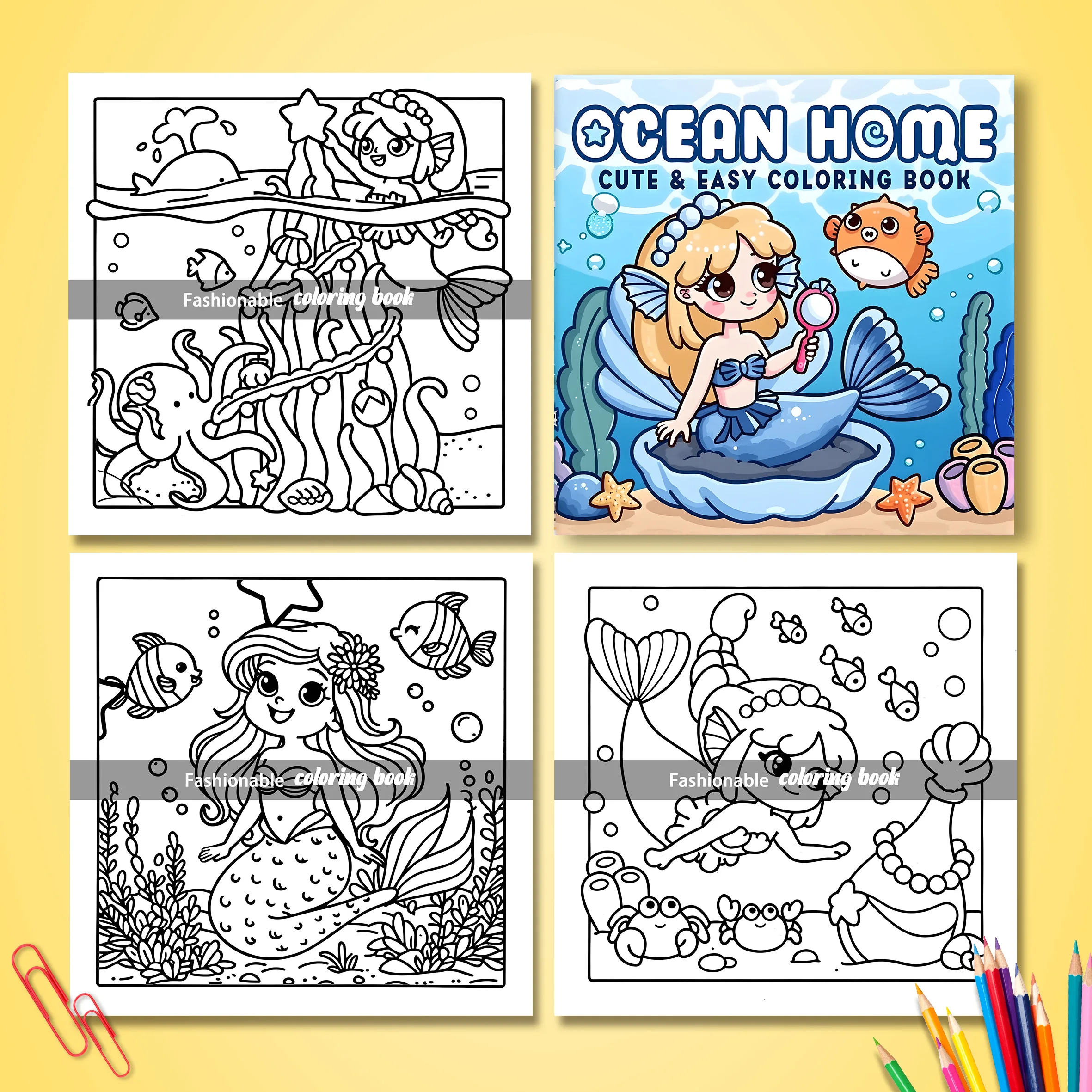 Ocean Home: Coloring Book for Adults Featuring Cute Cozy Daily Activities for Relaxation (Cozy Spaces Coloring)