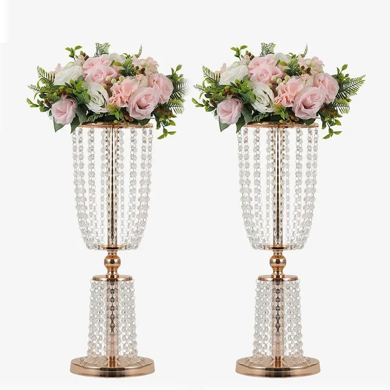 Cross-border special for wrought  electroplating small waist crystal candlestick party wedding banquet hall hotel table flower