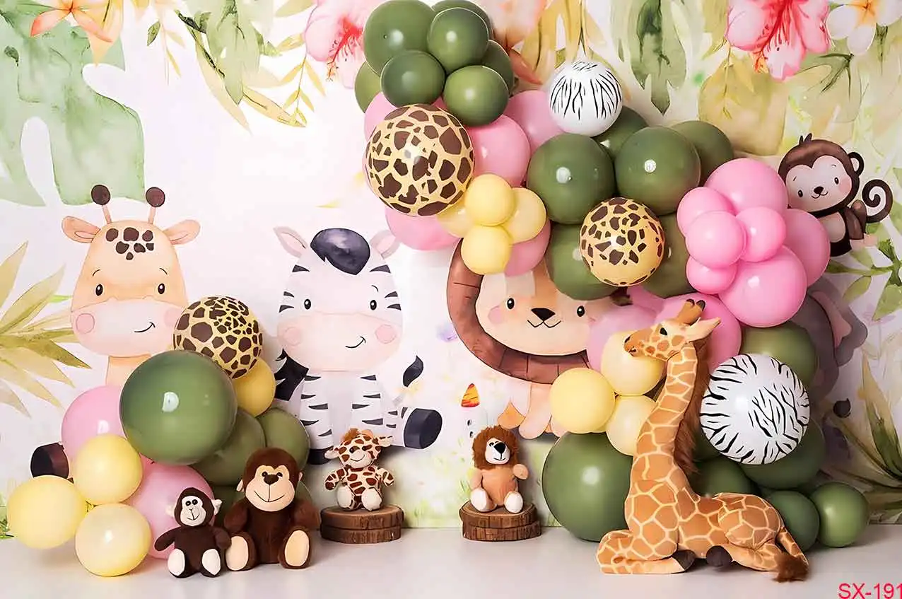 Jungle Animals Backdrop Wild One Safari Jungle Party Decoation Birthday Decorations Baby Shower Boy Gril 1st Birthday Background