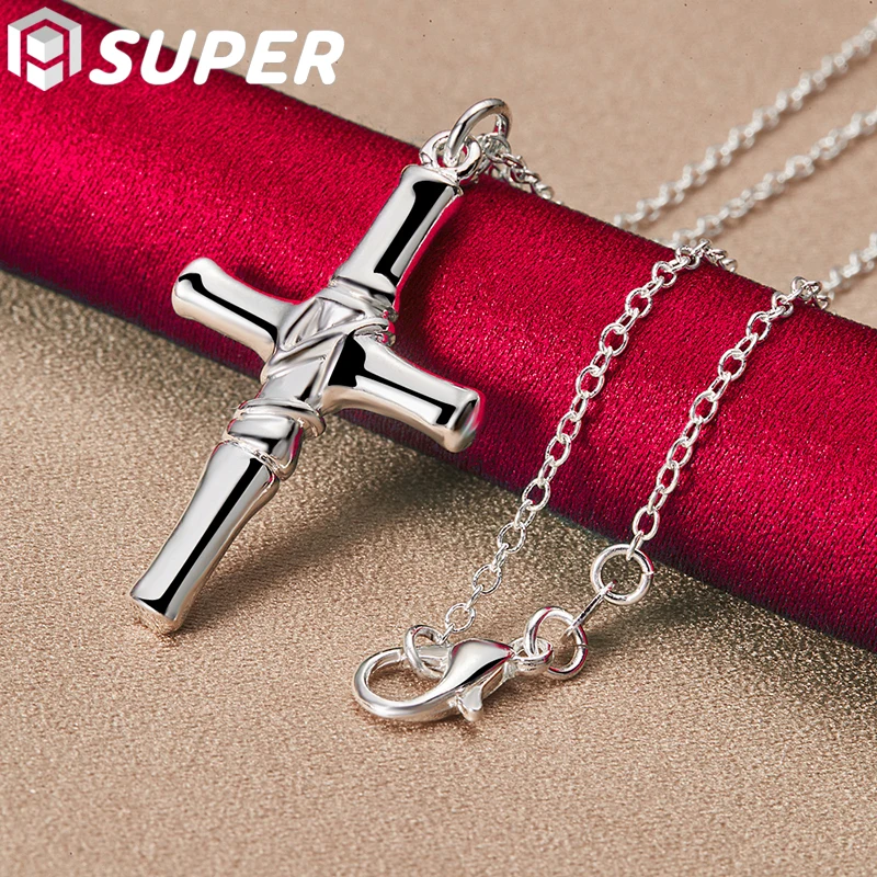 

925 Sterling Silver Cross Pendant Necklace 18-30 Inch Chain For Woman Fashion Wedding Engagement Party Charm Jewelry