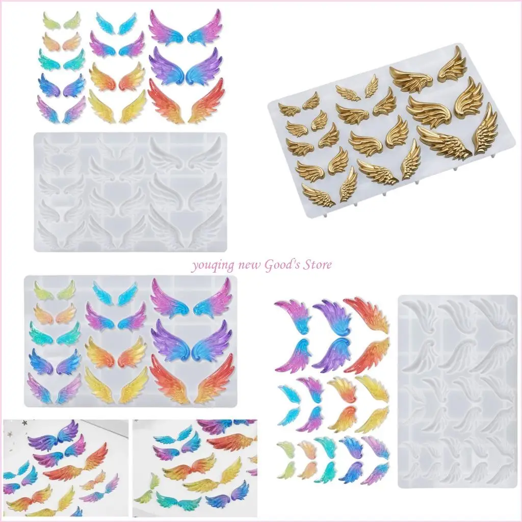 

57QA Angel Wing Mold Mirrored Finish Silicone Crafting Tool Halloween Decoration Mold