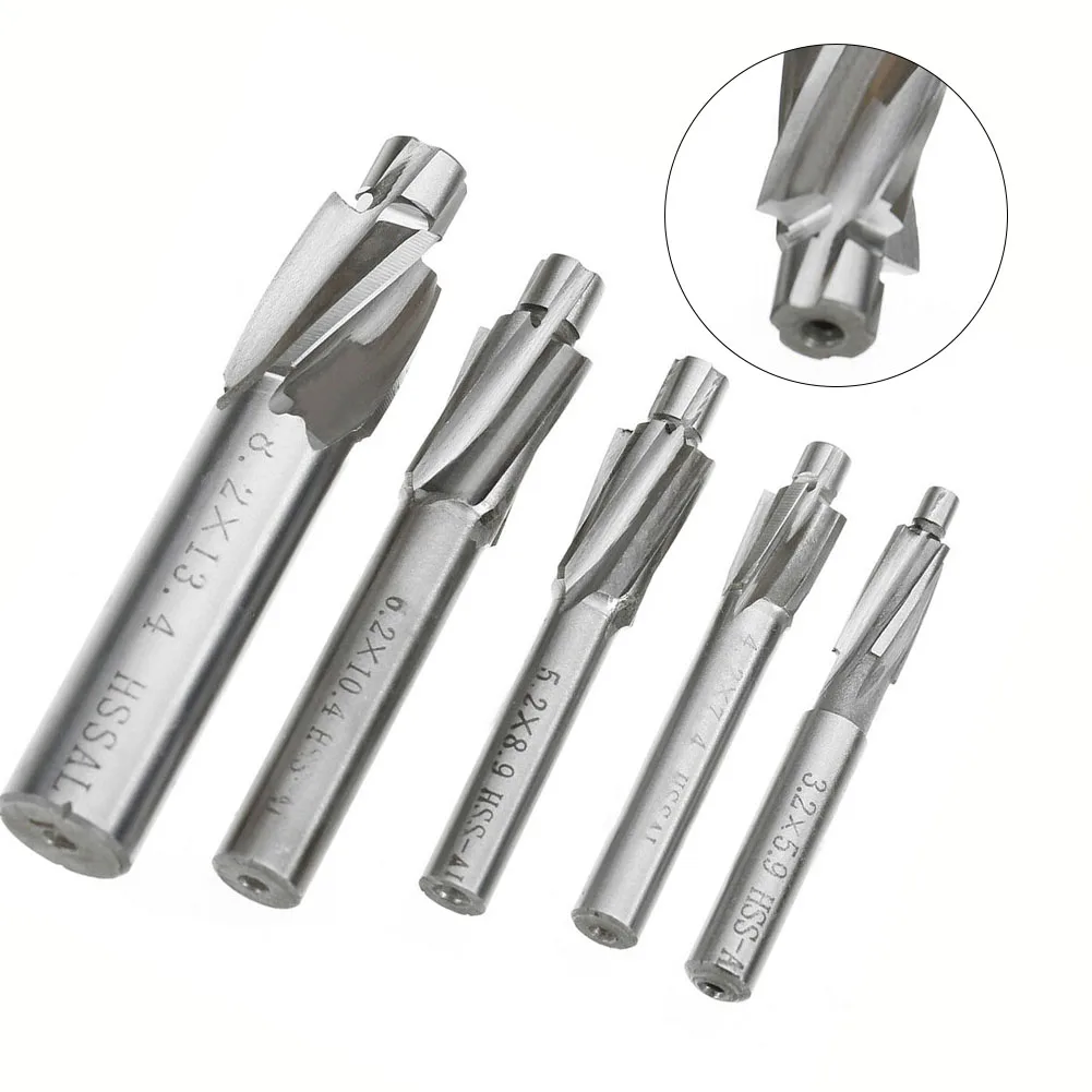 Imagem -02 - Hss Alta Velocidade Aço Fresa Countersink Broca para Máquina Cnc Counterbore End Mill Ferramenta de Entalho M3-m8 1pc