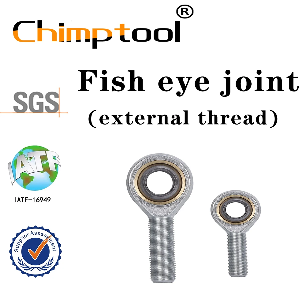 2Pcs External Thread Spherical Rod End Bearing Fish Eye Connector for Hydraulic Cylinder Mechanical Equipment