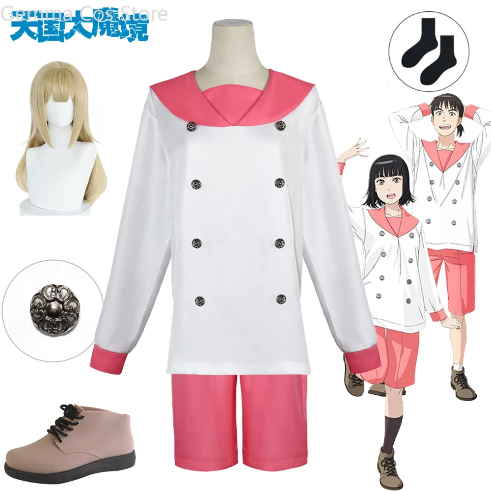 Anime Tengoku Daimakyou Cosplay Mimihime Tokio Costume Wig Shoes Tops Pants Uniform Suit Halloween Stage Party Woman Man