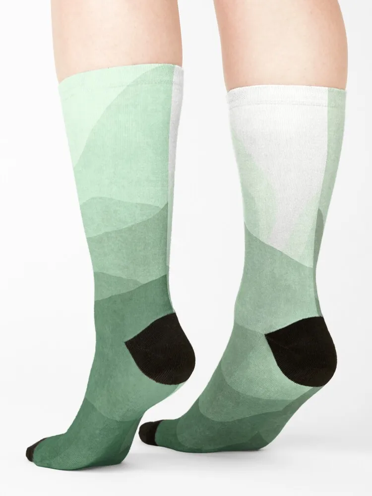 Green wave landscape Socks designer brand happy Men's FASHION Men's Socks Luxury Women's