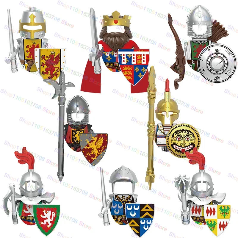 Medieval Movie Knights Building Blocks  Lionheart Greek Hoplite Asperity Infantry Knight Model Blocks MOC Bricks Set Gifts Toys