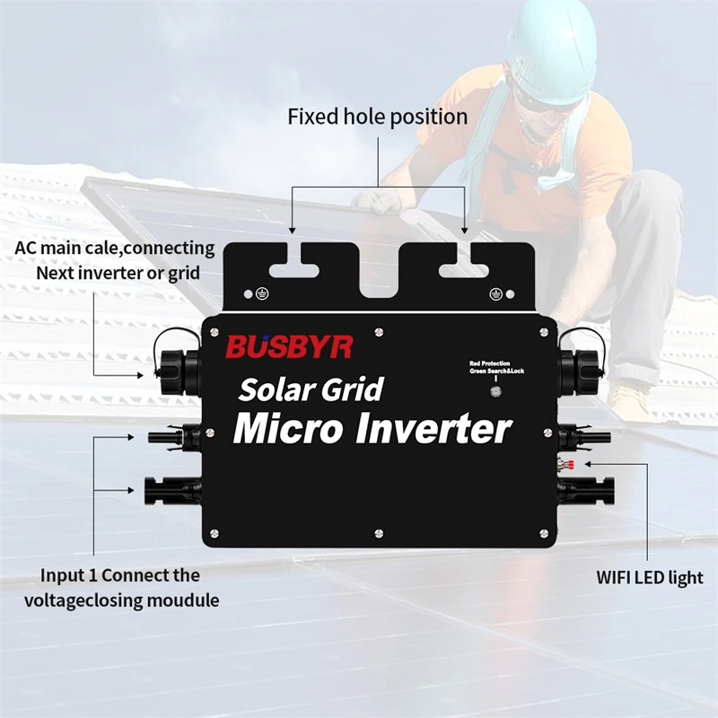 Imagem -04 - Busbur-conversor Inversor Solar Micro na Rede Vida Inteligente Nova Atualização Mppt 800w 700w 600w ca 110v 220v 1.8m eu 16a Cabo 250v