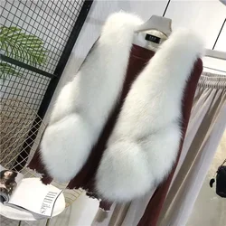 Faux Mink Fur Vest Metal Buttons Female Autumn Winter New Zipper High Collar Warm Short Tank Top Shoulder Jacket Waistcoat Fur