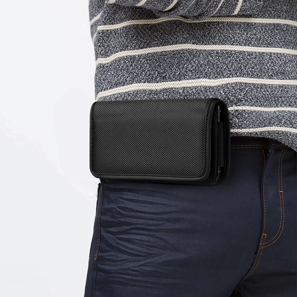 Universal Phone Belt Clip Waist Bag For iPhone 16 15 14 Pro Max Samsung Huawei Xiaomi Oxford Cloth Nylon Horizontal Holster Case