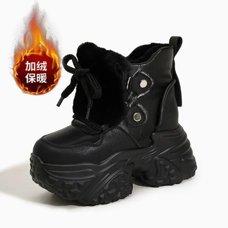 

Белые женские зимние ботинки 2026 года, новые, с увеличенной внутренней высотой, водонепроницаемые, на флисовой подкладке, теплые, на толстой подошве, хлопковые.