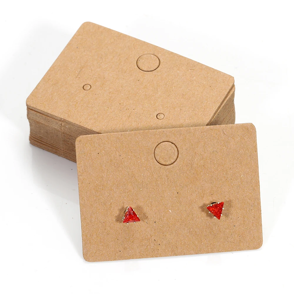 50pcs 3.5x2.5cm Blank Kraft Paper Card for Jewelry Display Ear Studs Earring Holder Retail Price Tag Cards Cardboard Packaging