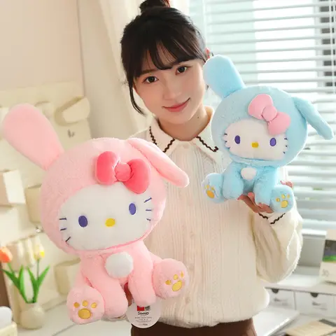 산리오 헬로 키티 KT 고양이 토끼 인형 장난감 귀여운 플러시 장난감 카와이 아기 선물 헬로 키티 인형 취미 어린이 선물